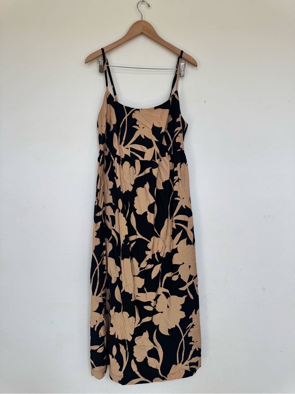 A New Day Black & Tan Floral Tie-Back Midi Dress - Size XXL